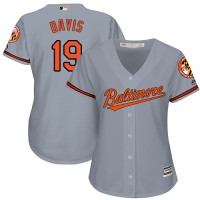 Baltimore Orioles #19 Chris Davis Grey Road Women's Stitched MLB Jersey