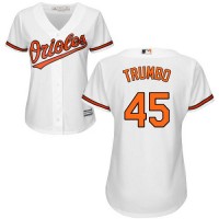 Baltimore Orioles #45 Mark Trumbo White Home Women's Stitched MLB Jersey