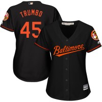 Baltimore Orioles #45 Mark Trumbo Black Alternate Women's Stitched MLB Jersey