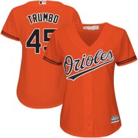 Baltimore Orioles #45 Mark Trumbo Orange Alternate Women's Stitched MLB Jersey