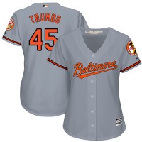 Baltimore Orioles #45 Mark Trumbo Grey Road Women's Stitched MLB Jersey