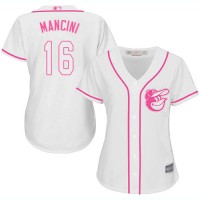 Baltimore Orioles #16 Trey Mancini White/Pink Fashion Women's Stitched MLB Jersey