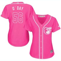 Baltimore Orioles #56 Darren O'Day Pink Fashion Women's Stitched MLB Jersey