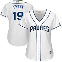 San Diego Padres #19 Tony Gwynn White Home Women's Stitched MLB Jersey
