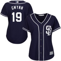 San Diego Padres #19 Tony Gwynn Navy Blue Alternate Women's Stitched MLB Jersey