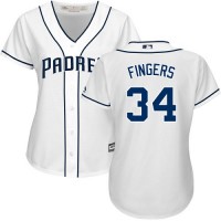 San Diego Padres #34 Rollie Fingers White Home Women's Stitched MLB Jersey