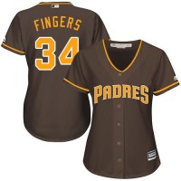 San Diego Padres #34 Rollie Fingers Brown Alternate Women's Stitched MLB Jersey
