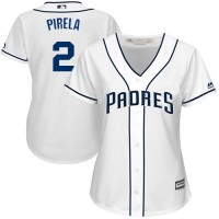 San Diego Padres #2 Jose Pirela White Home Women's Stitched MLB Jersey