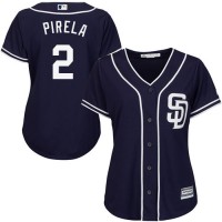 San Diego Padres #2 Jose Pirela Navy Blue Alternate Women's Stitched MLB Jersey