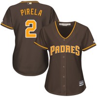 San Diego Padres #2 Jose Pirela Brown Alternate Women's Stitched MLB Jersey