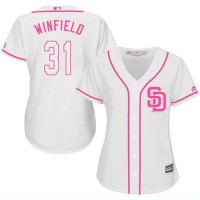 San Diego Padres #31 Dave Winfield White/Pink Fashion Women's Stitched MLB Jersey