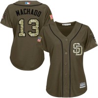 San Diego Padres #13 Manny Machado Green Salute to Service Women's Stitched MLB Jersey