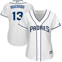 San Diego Padres #13 Manny Machado White Home Women's Stitched MLB Jersey
