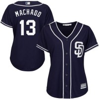 San Diego Padres #13 Manny Machado Navy Blue Alternate Women's Stitched MLB Jersey