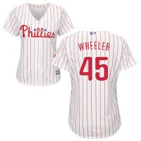 Philadelphia Phillies #45 Zack Wheeler White(Red Strip) Home Women's Stitched MLB Jersey