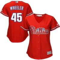 Philadelphia Phillies #45 Zack Wheeler Red Alternate Women's Stitched MLB Jersey