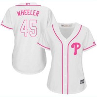 Philadelphia Phillies #45 Zack Wheeler White/Pink Fashion Women's Stitched MLB Jersey