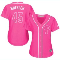 Philadelphia Phillies #45 Zack Wheeler Pink Fashion Women's Stitched MLB Jersey