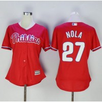 Philadelphia Phillies #27 Aaron Nola Red Women's Alternate Stitched MLB Jersey