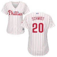 Philadelphia Phillies #20 Mike Schmidt White(Red Strip) Home Women's Stitched MLB Jersey