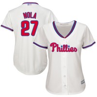 Philadelphia Phillies #27 Aaron Nola Cream Alternate Women's Stitched MLB Jersey