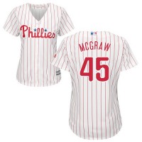 Philadelphia Phillies #45 Tug McGraw White(Red Strip) Home Women's Stitched MLB Jersey