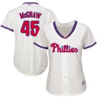 Philadelphia Phillies #45 Tug McGraw Cream Alternate Women's Stitched MLB Jersey