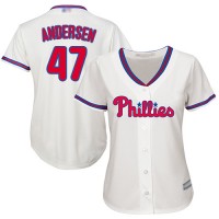 Philadelphia Phillies #47 Larry Andersen Cream Alternate Women's Stitched MLB Jersey