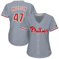 Philadelphia Phillies #47 Larry Andersen Grey Road Women's Stitched MLB Jersey