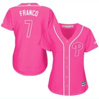 Philadelphia Phillies #7 Maikel Franco Pink Fashion Women's Stitched MLB Jersey