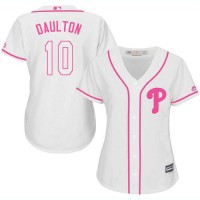 Philadelphia Phillies #10 Darren Daulton White/Pink Fashion Women's Stitched MLB Jersey