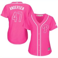 Philadelphia Phillies #47 Larry Andersen Pink Fashion Women's Stitched MLB Jersey
