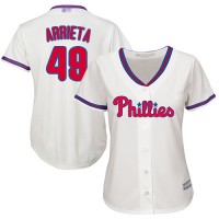 Philadelphia Phillies #49 Jake Arrieta Cream Alternate Women's Stitched MLB Jersey