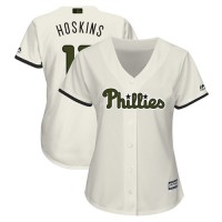 Philadelphia Phillies #17 Rhys Hoskins Cream 2018 Memorial Day Cool Base Women's Stitched MLB Jersey