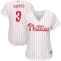 Philadelphia Phillies #3 Bryce Harper White(Red Strip) Home Women's Stitched MLB Jersey