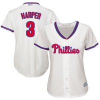 Philadelphia Phillies #3 Bryce Harper Cream Alternate Women's Stitched MLB Jersey