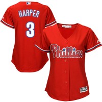 Philadelphia Phillies #3 Bryce Harper Red Alternate Women's Stitched MLB Jersey