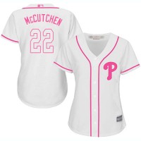 Philadelphia Phillies #22 Andrew McCutchen White/Pink Fashion Women's Stitched MLB Jersey
