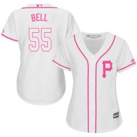 Pittsburgh Pirates #55 Josh Bell White/Pink Fashion Women's Stitched MLB Jersey