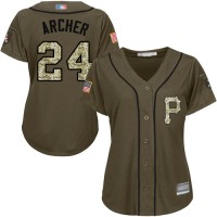 Pittsburgh Pirates #24 Chris Archer Green Salute to Service Women's Stitched MLB Jersey