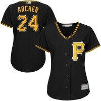 Pittsburgh Pirates #24 Chris Archer Black Alternate Women's Stitched MLB Jersey