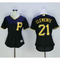 Pittsburgh Pirates #21 Roberto Clemente Black Women's Alternate Stitched MLB Jersey