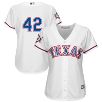 Texas Texas Rangers #42 Majestic Women's 2019 Jackie Robinson Day Official Cool Base Jersey White