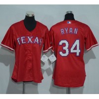 Texas Rangers #34 Nolan Ryan Red Women's Alternate Stitched MLB Jersey
