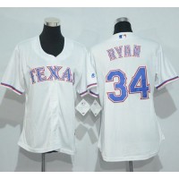 Texas Rangers #34 Nolan Ryan White Women's Home Stitched MLB Jersey