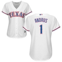 Texas Rangers #1 Elvis Andrus White Home Women's Stitched MLB Jersey
