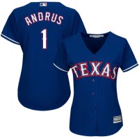Texas Rangers #1 Elvis Andrus Blue Alternate Women's Stitched MLB Jersey