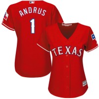 Texas Rangers #1 Elvis Andrus Red Alternate Women's Stitched MLB Jersey