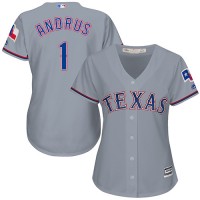 Texas Rangers #1 Elvis Andrus Grey Road Women's Stitched MLB Jersey