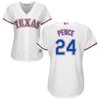 Texas Rangers #24 Hunter Pence White Home Women's Stitched MLB Jersey